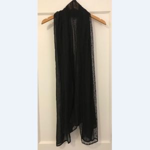 Chico's Black Fabric Mixed (Poly & Lace) Scarf